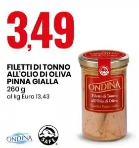 Eurospin FILETTI DI TONNO ALL'OLIO DI OLIVA PINNA GIALLA 260 g offerta