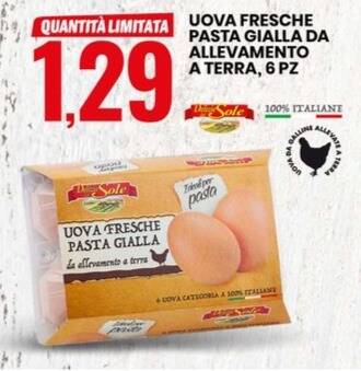 Eurospin UOVA FRESCHE PASTA GIALLA DA ALLEVAMENTO A TERRA, 6 PZ offerta
