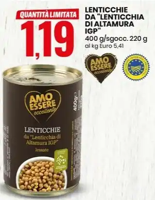 LENTICCHIE DA "LENTICCHIA DI ALTAMURA IGP" 400 g/sgocc. 220 g