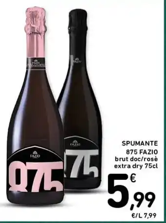 Spazio Conad SPUMANTE 875 FAZIO brut doc/rosè extra dry 75cl offerta