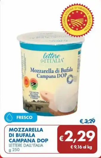 MD Discount MOZZARELLA DI BUFALA CAMPANA DOP LETTERE DALL'ITALIA g 250 offerta