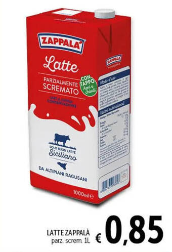 Spazio Conad LATTE ZAPPALÀ parz. screm. 1L offerta