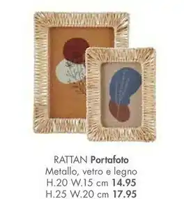 Casa Portafoto Rattan Metallo, Vetro E Legno offerta