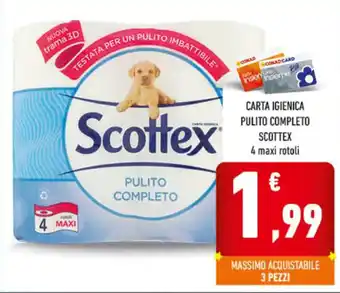 Conad CARTA IGIENICA PULITO COMPLETO SCOTTEX 4 maxi rotoli offerta