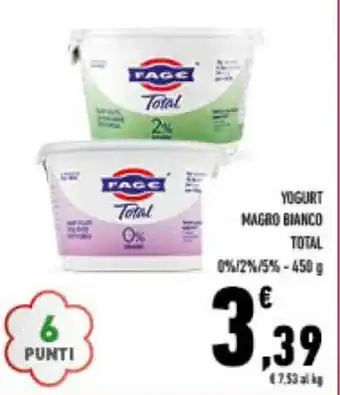 Conad YOGURT MAGRO BIANCO TOTAL 450 g offerta