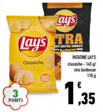 Conad PATATINE LAY'S classiche - 145 g/ xtra barbecue 110 g offerta