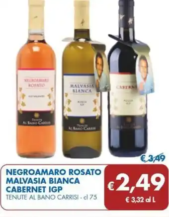 MD Discount NEGROAMARO ROSATO MALVASIA BIANCA CABERNET IGP 75 cl offerta