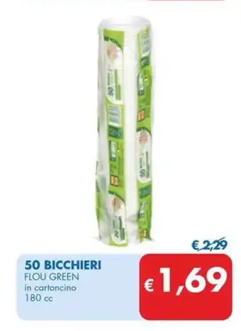 MD Discount 50 BICCHIERI FLOU GREEN in cartoncino 180 cc offerta