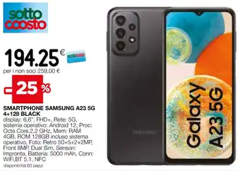 Coop SMARTPHONE SAMSUNG A23 5G 4+128 BLACK offerta