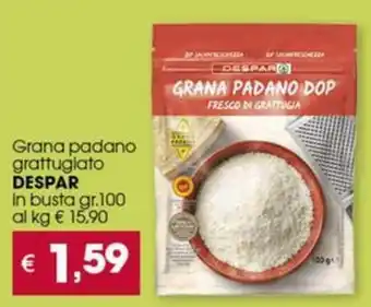 Despar Grana padano grattugiato DESPAR in busta gr.100 offerta