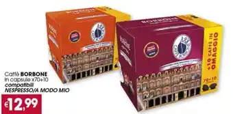Despar Caffè BORBONE In capsule x70+10 compatibili NESPRESSO/A MODO MIO offerta