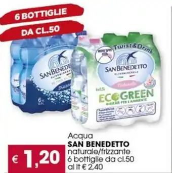 Despar Acqua SAN BENEDETTO naturale/frizzante 6 bottiglie da cl.50 offerta