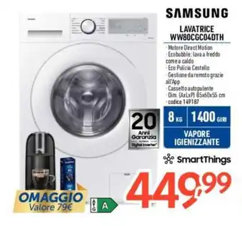 Elettrosintesi SAMSUNG LAVATRICE WW80CGC04DTH offerta