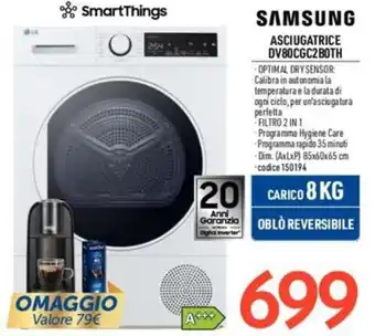 Elettrosintesi SAMSUNG ASCIUGATRICE DV80CGC2BOTH offerta