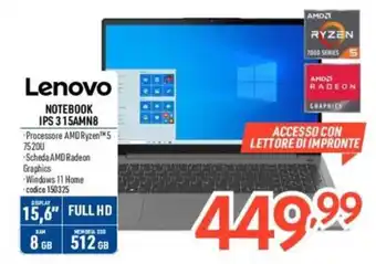 Elettrosintesi Lenovo NOTEBOOK IPS 315AMN8 offerta