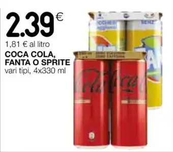 Coop COCA COLA, FANTA O SPRITE vari tipi, 4x330 ml offerta
