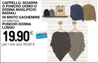 Coop CAPPELLO, SCIARPA O PONCHO UOMO O DONNA MAGLIFICIO BADIALI IN MISTO CACHEMIRE offerta