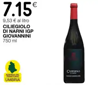 Coop CILIEGIOLO DI NARNI IGP GIOVANNINI 750 ml offerta