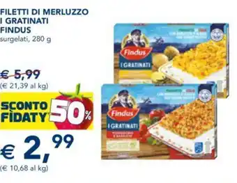 Esselunga FILETTI DI MERLUZZO I GRATINATI FINDUS 280 g offerta