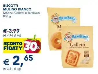 Esselunga BISCOTTI MULINO BIANCOMULINO BIANCO Macine, Galletti o Tarallucci, 800 g 800 g offerta