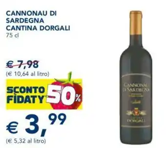 Esselunga CANNONAU DI SARDEGNA CANTINA DORGALI 75 cl offerta