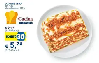 Esselunga LASAGNE VERDI con ragù alla bolognese, 500 g offerta