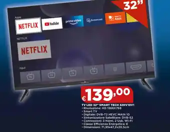 Ipercoop TV LED 32" SMART TECH 32HV10V1 offerta