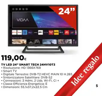Ipercoop TV LED 24" SMART TECH 24HV10T3 offerta