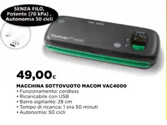 Ipercoop MACCHINA SOTTOVUOTO MACOM VAC4000 offerta