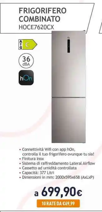 Unieuro HOOVER FRIGORIFERO COMBINATO HOCE7620CX offerta