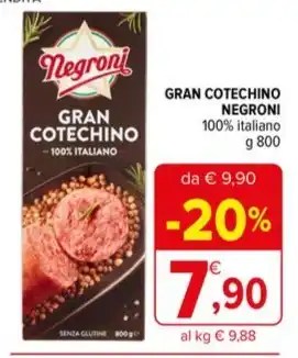 Iperal GRAN COTECHINO NEGRONI 100% italiano g 800 offerta
