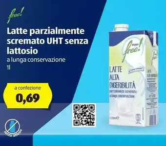 ALDI Enjoy Free Latte Parzialmente Scremato UHT Senza Lattosio offerta