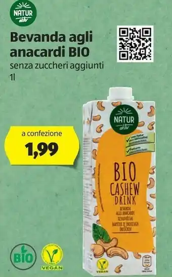 ALDI Natur Aktiv Bevanda Agli Anacardi BIO offerta