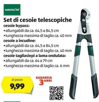 ALDI Gardenline Set Di Cesoie Telescopiche offerta