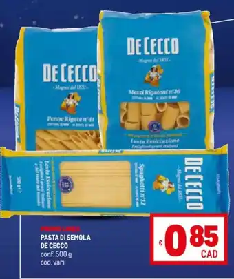 Metro PASTA DI SEMOLA DE CECCO conf. 500 g offerta