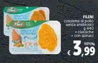Deco Supermercati FILENI cotolette di pollo senza antibiotici offerta