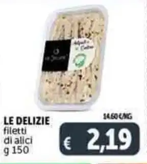 Deco Supermercati LE DELIZIE filetti di alici g 150 offerta