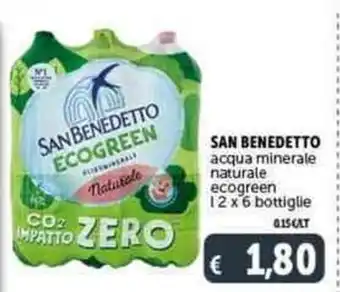 Deco Supermercati SAN BENEDETTO acqua minerale naturale ecogreen 12 x 6 bottiglie offerta