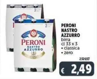 Deco Supermercati PERONI NASTRO AZZURRO birra cl 33 x 3 offerta