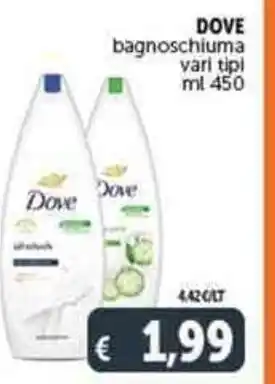 Deco Supermercati DOVE bagnoschiuma vari tipi ml 450 offerta
