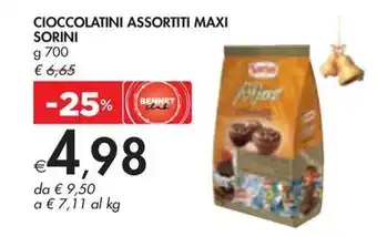 Bennet CIOCCOLATINI ASSORTITI MAXI SORINI g 700 offerta