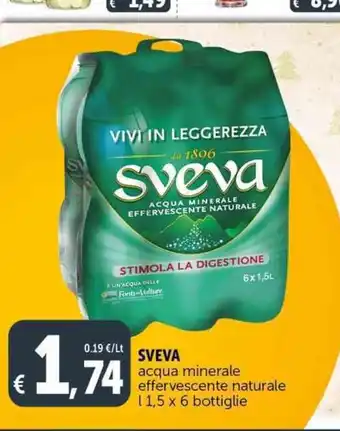 Deco Supermercati SVEVA acqua minerale effervescente naturale 11,5 x 6 bottiglie offerta