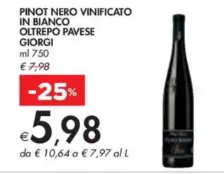 Bennet PINOT NERO VINIFICATO IN BIANCO OLTREPO PAVESE GIORGI offerta