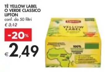 Bennet TE YELLOW LABEL O VERDE CLASSICO LIPTON conf. da 50 filtri offerta