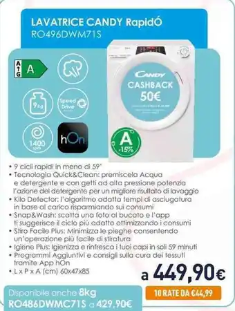 LAVATRICE CANDY Rapidó RO496DWM71S