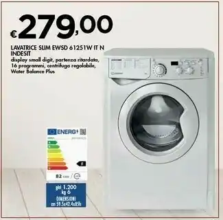 Bennet Indesit EWSD 61251 W IT N Lavatrice Libera Installazione Caricamento Frontale 6 Kg 1200 Giri/min F Bianco offerta