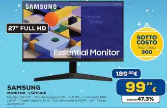 Euronics SAMSUNG MONITOR - LS27C310 offerta