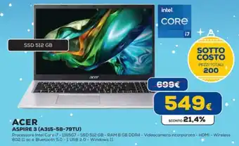 Euronics ACER ASPIRE 3 (A315-58-79TU) offerta