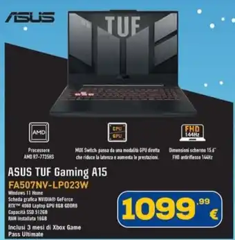Euronics ASUS TUF Gaming A15 FA507NV-LP023W offerta