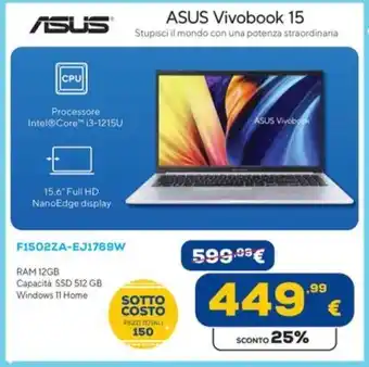 Euronics ASUS Vivobook 15 F1502ZA-EJ1769W offerta